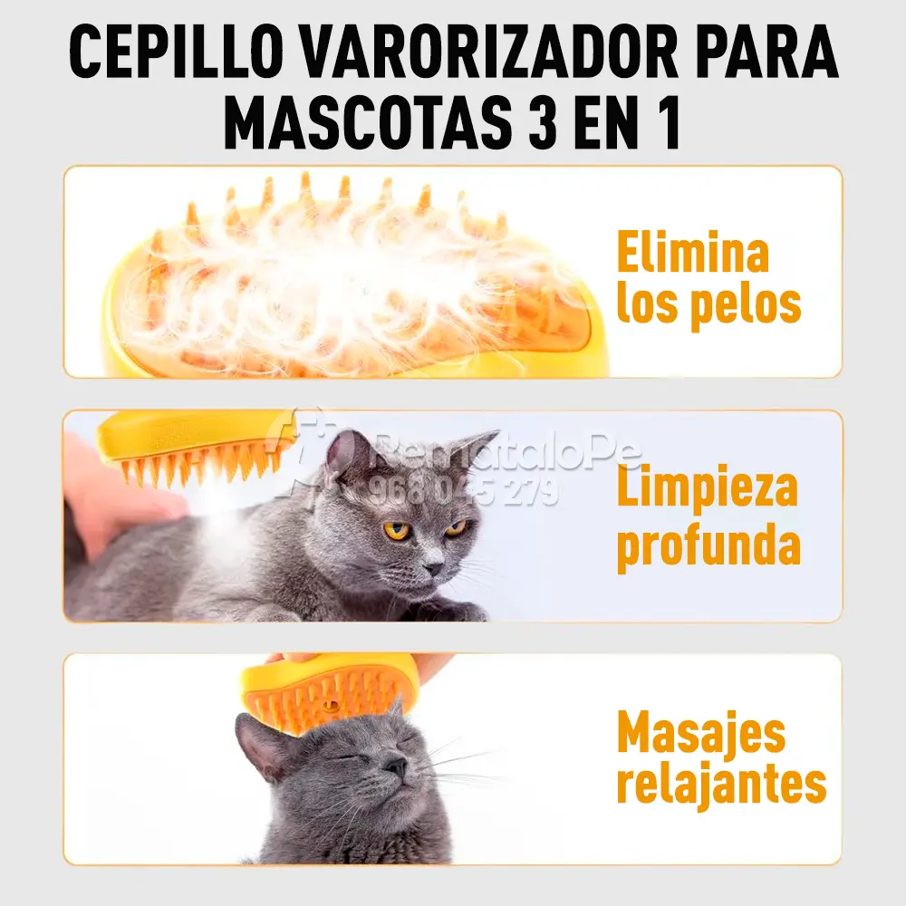 CEPILLO VAPORIZADOR PARA PERROS Y GATOS